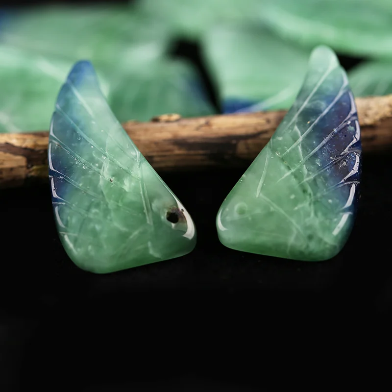 B&F Earrings Bead White Green Onyx - Wing Earrings Natural Stone jewelry accessories Handmade Jewerly