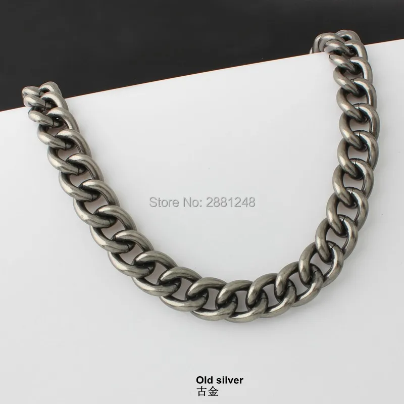 10 Meters 1meter 17mm rainbow Aluminium Chain Retro Roller Light weight chain for hand bag purse adjusted strap old silver