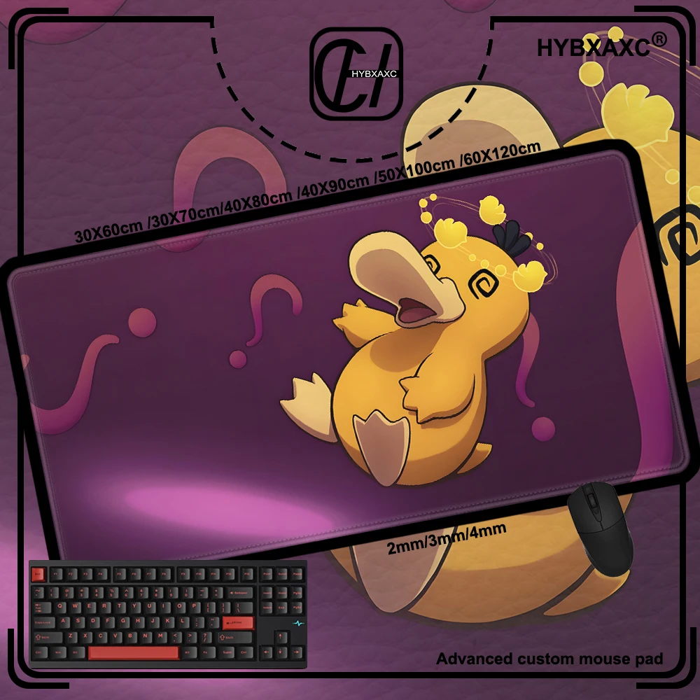 Cartoon Pokemon Psyduck Mouse Pad Gamer Pc Gaming Accessories Rubber Mat 1200x600mm Deskmat Mats Keyboard Cabinet Mause Laptops