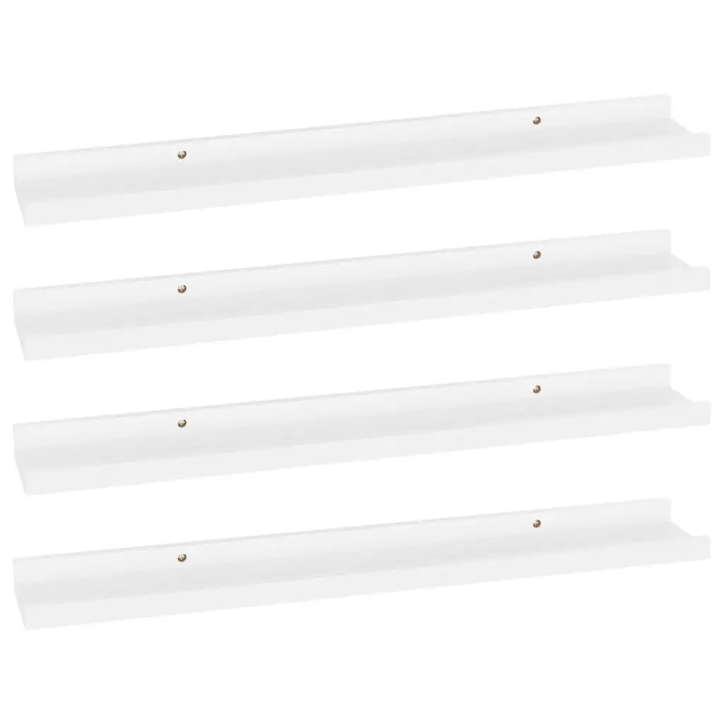 Set of 4 White Wall Shelves 60x9x3 cm - Modern Home Storage Solution