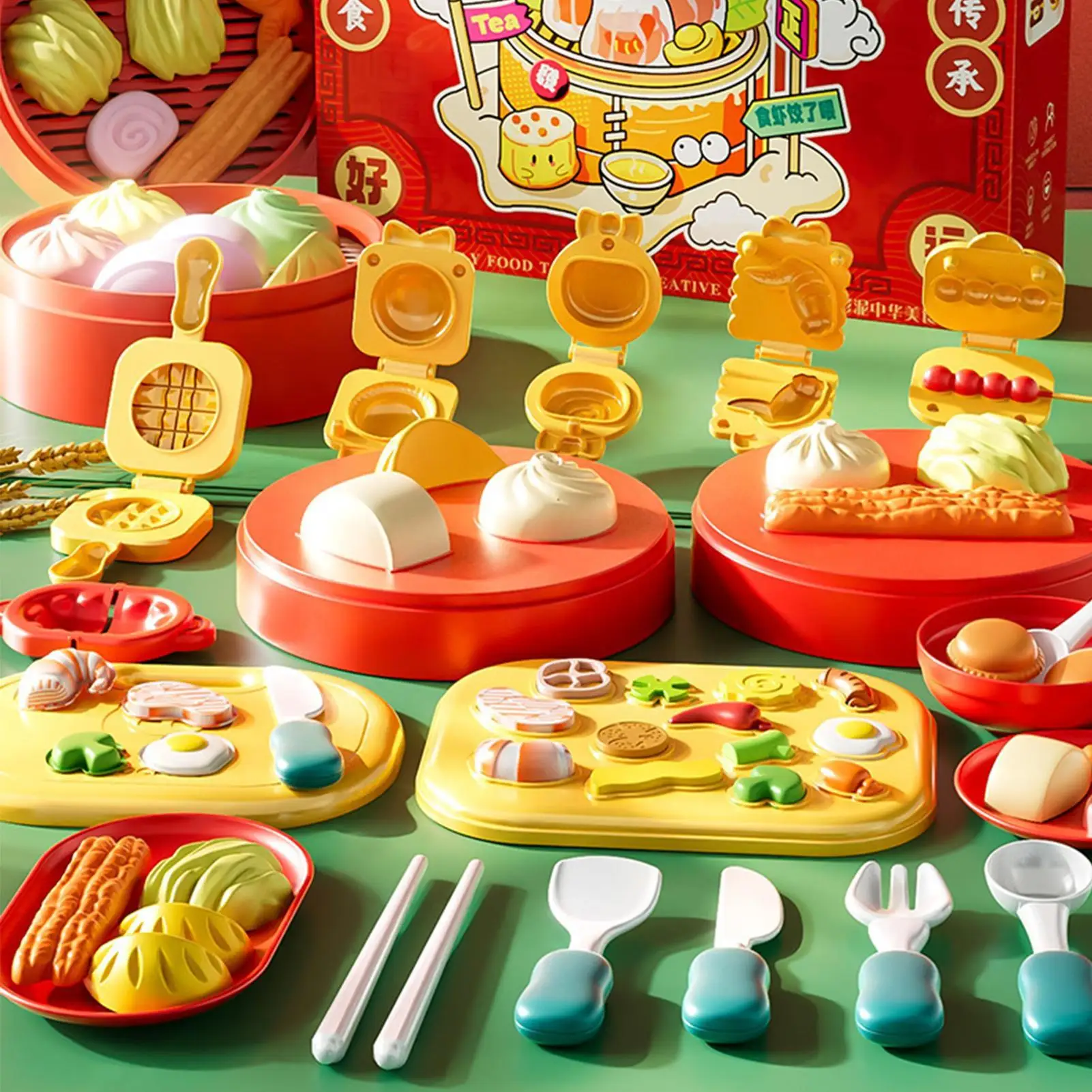 Kit di argilla da modellare Tema cucina cinese Artigianato d'arte fai-da-te Finta cibo per ragazzi Ragazze Scolpire Attività per feste di compleanno Aula