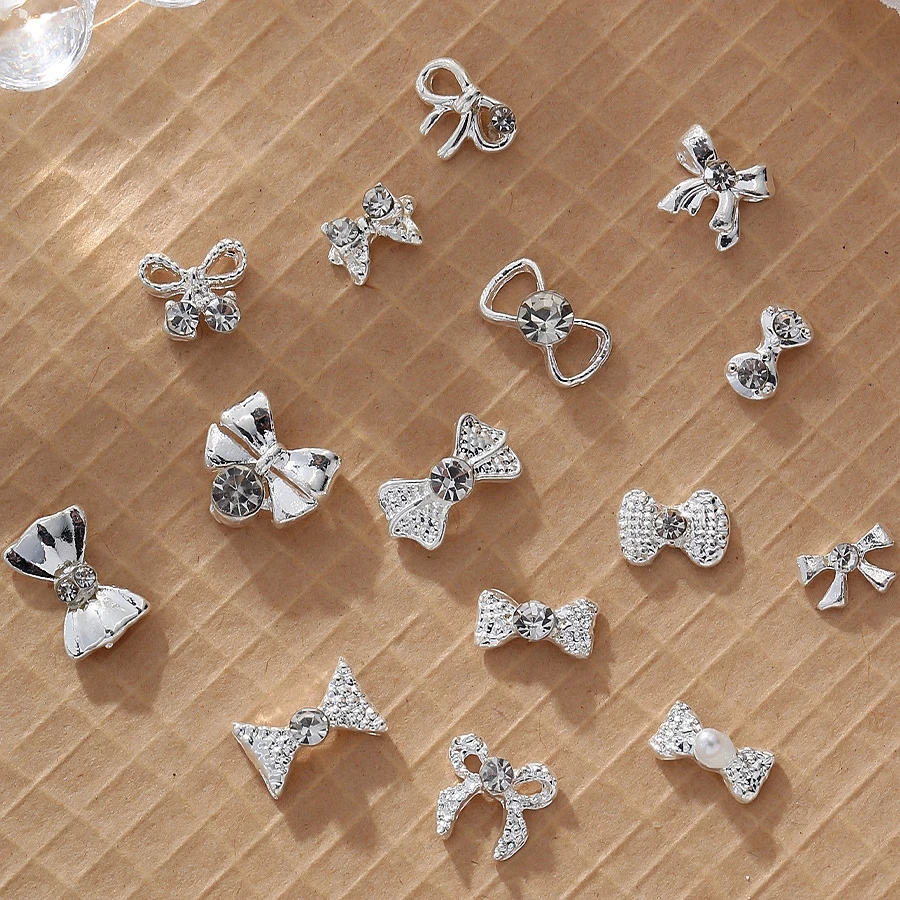 

10PCS Gold Silver 3D Luxury Alloy Nail Art Bow Tie Charms Accessories For Manicure Decor Product Nails Decoration Supplies Tool