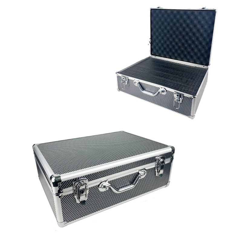 36x26x15cm Tool Box Portable Instrument box Storage Case W/Sponge Aluminum Case Impact resistant ToolBox Carbon Fibre Hard case