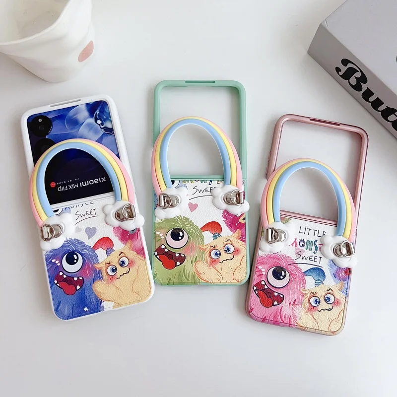 

Phone Case for XIAOMI MIX FLIP Monster Patterned Phone Case XIAOMI MIX FLIP Fashion Bracelet and Lanyard Crossbody Phone Case