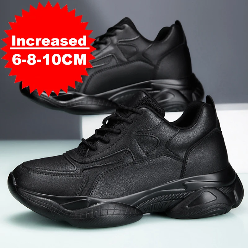 

Мужские повседневные спортивные туфли из искусственной кожи с невидимым увеличением роста на 8-10 см, дышащие, из сетчатой ткани, удобные, на платформе, размеры 36-46