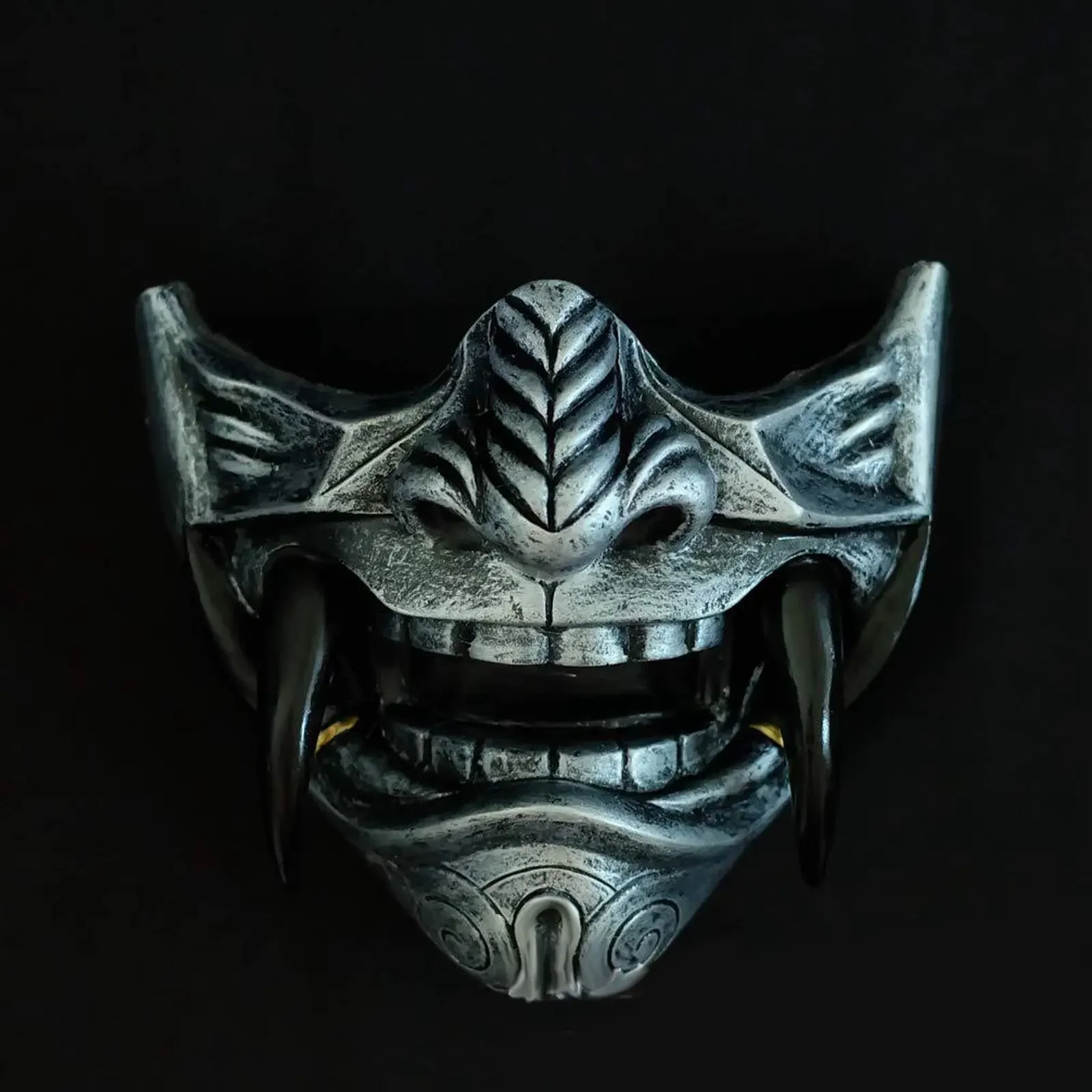 Adult Unisex Latex Japanese Prajna Hannya Noh Kabuki Demon Samurai Half Face Mask Halloween