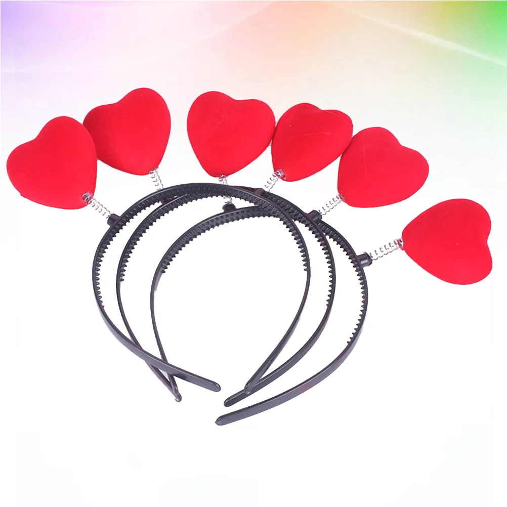 

6 Pcs Party Costume Accessories Hair Pin Heart Headbands Ribbons Flocking Hoops for Children Issue Card