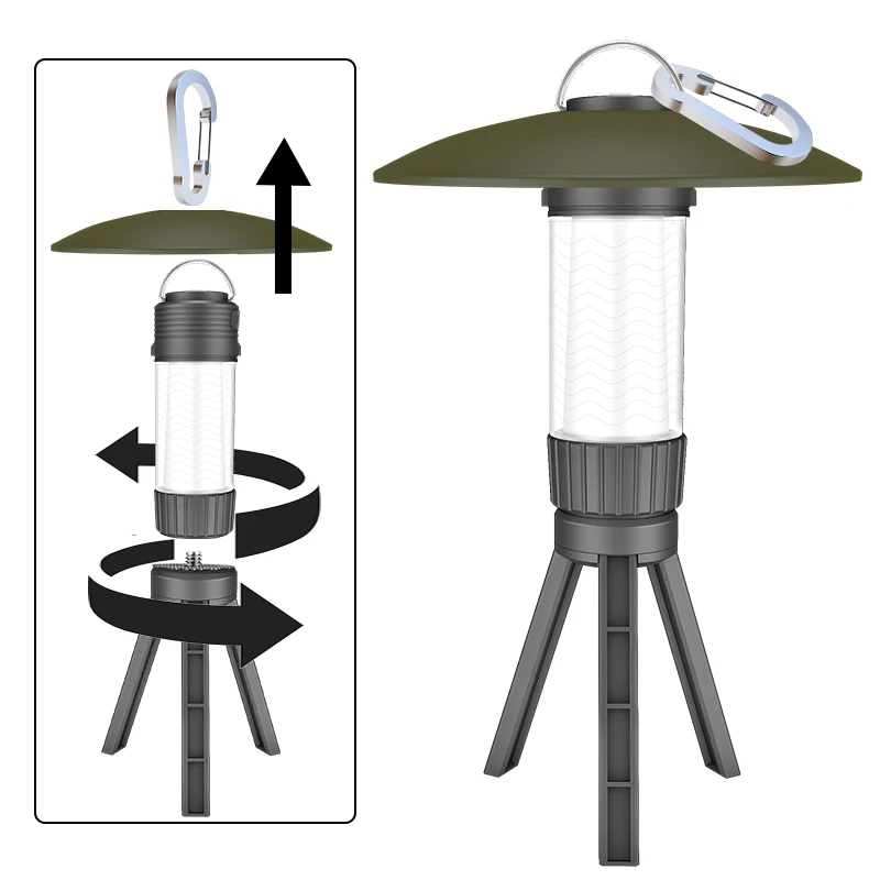 Lumière multifonctionnelle de camping de LED avec le crochet magnétique 2000mAh USB-C chargeant l'IPtage imperméable extérieur portatif mini escales légères