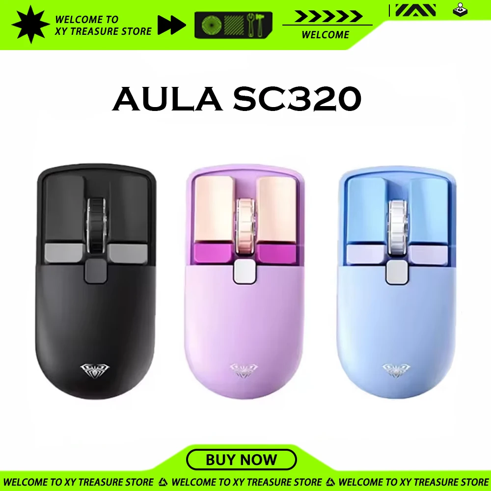 AULA SC320 Wireless Bluetooth 2.4G Office Mouse Ergonomics Double Mode 4000dpi Customized Laptop Accessories Cute for Girls