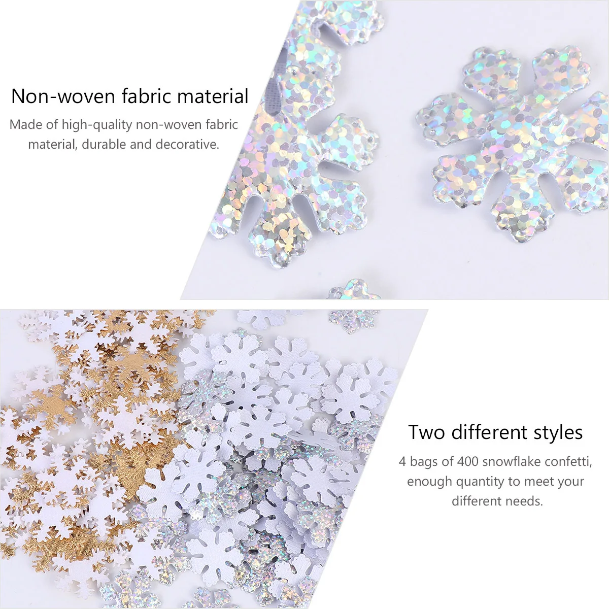

400Pcs Wonderland Winter Party Snowflake Confetti Nonwoven Fabric Xmas Tree Pendant Bridal Shower Decor