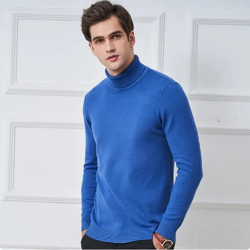 Cashmere Cotton Blend Turtleneck Men Sweater 2024 Autumn Winter Daily Basic Warm Knitted Pullover Man Casual Jumper Pull Homme