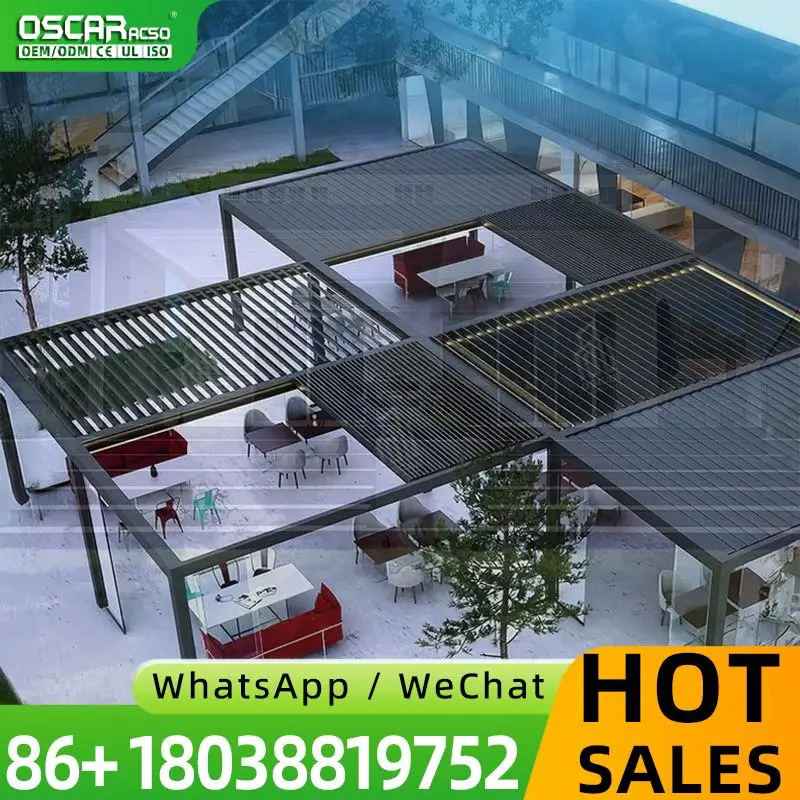 Retractable Louvered Roof Canopy Patio Rain proof Movable Aluminum Pergola 4x6 for Outdoor Backyard Garden pergola