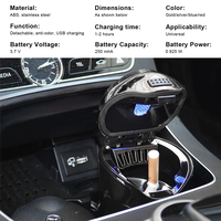 Mini Car Ashtray, Car Ash Tray Trash Can, Detachable USB Rechargeable Cigarette Lighter With LED Light