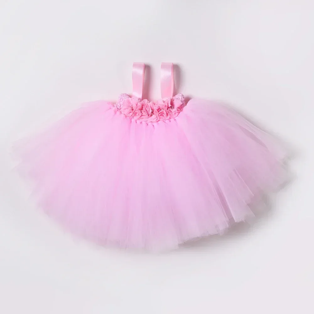 

Pink Flower Baby Girl Tutu Dress for 1st Birthday Outfit Infant Toddler Photography Costumes Newborn Photoshoot Props Tutus Set