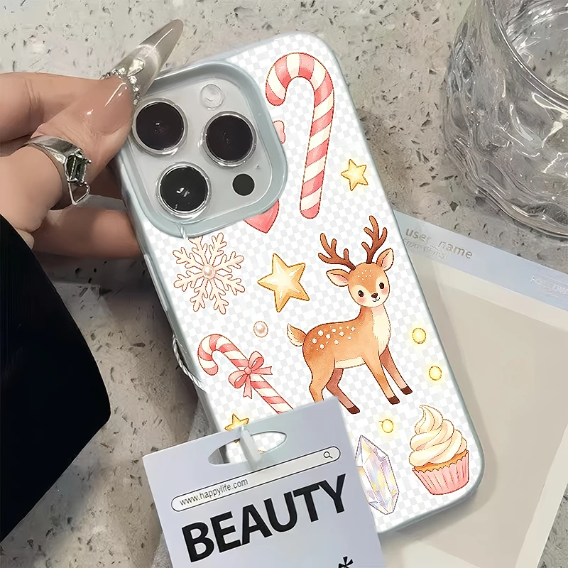 Christmas Transparent Phone Case, Compatible with iPhone 12/13/14/15/16/17 Series, Suitable for Women/Girls.