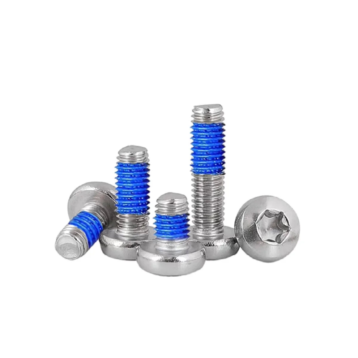 

304 Stainless Steel Pan Head Plum Blossom Coated With Blue Glue Anti-Theft Screw Round Head Anti Loosening Bolt M2M3M4M5M6