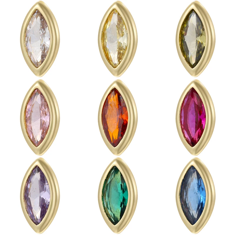 Multi‑Color Marquise Bezel Zircon Charms 18K Gold Plated Tiny Zircon Pendants for DIY Jewelry:VZ545