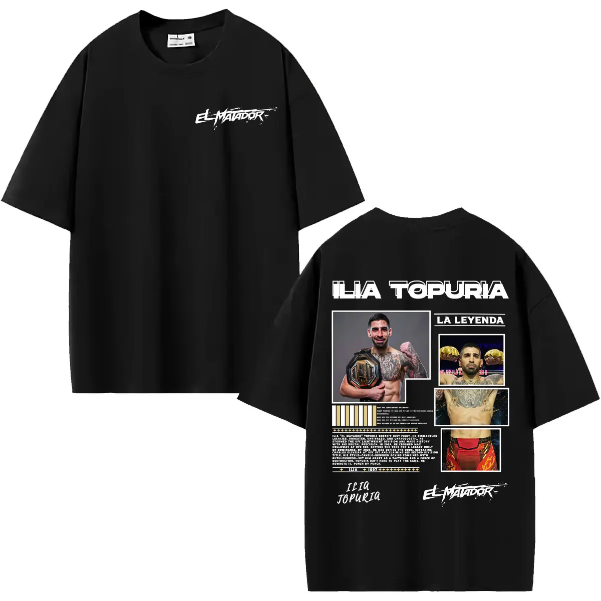 Camisetas gráficas de El Matador Ilia Topuria La Leyenda, ropa para hombre, camiseta estética Harajuku Violence, camiseta informal de algodón cómoda