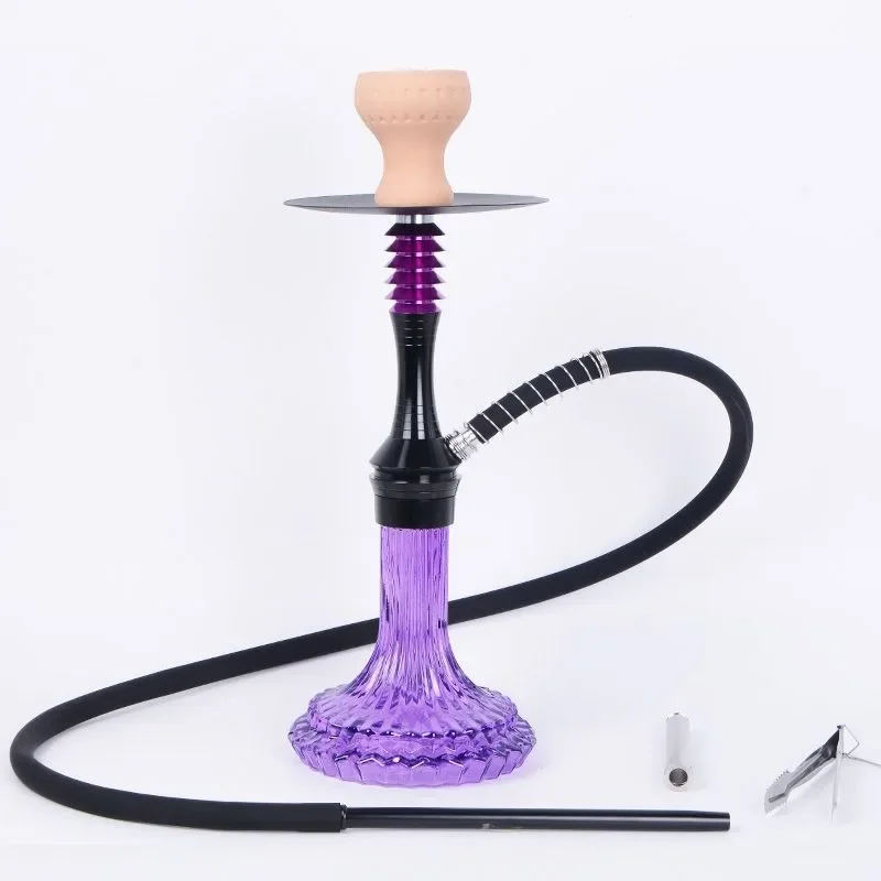 Stainless steel,Black Blue Green Purple Red,18.9in\46cm Small Premium,Single Hose 1,Bar Shisha Full Set Smoking Pipe Hookah Set