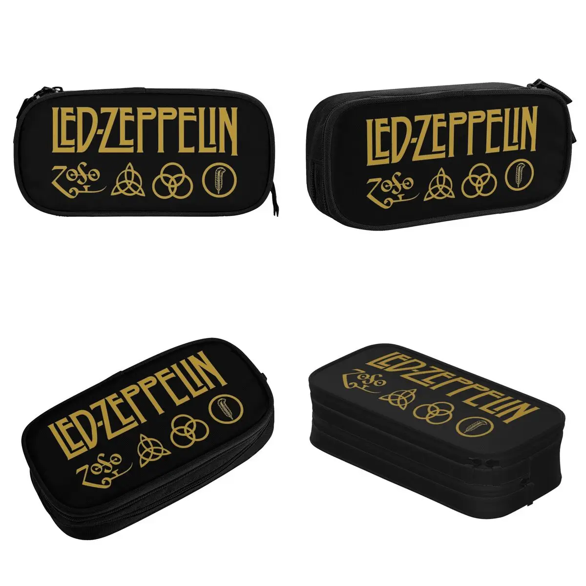 Large-capacity Pencil Case Led Zeppelins Heavy Metal Music Band Office Accessories Double Layer Pencil Case Stationery