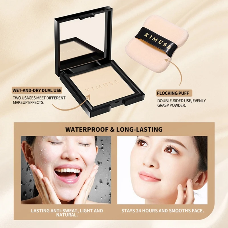 KIMUSE Waterproof Powder Long Lasting Whitening Concealer Foundation Matte Oil Control Setting Powder