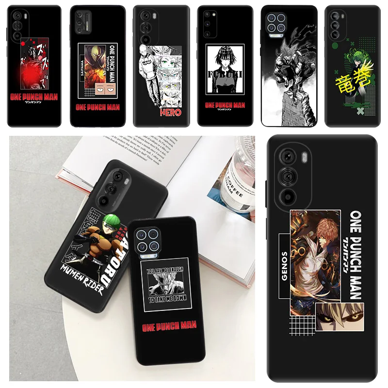 Phone Case For Motorola G71 G73 G72 G53 G52 G32 G22 G60 G51 G50 G31 G30 G9 Power Genos One Punch Man Black Soft Protective Cover