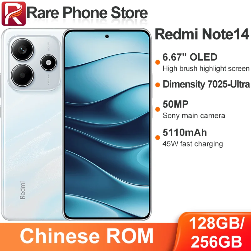 China Version Xiaomi Redmi Note 14 128GB/256GB Dimensity 7025-Ultra 6.67” OLED Display 50MP+16MP Camera 45W 5110mAh Battery 5G