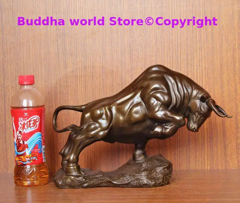 Large 2025 HOME Store GOOD FENG SHUI Bronze carving Prosperous Auspicious GOOD LUCK Wall Street Fortune Bull Mascot Decoration