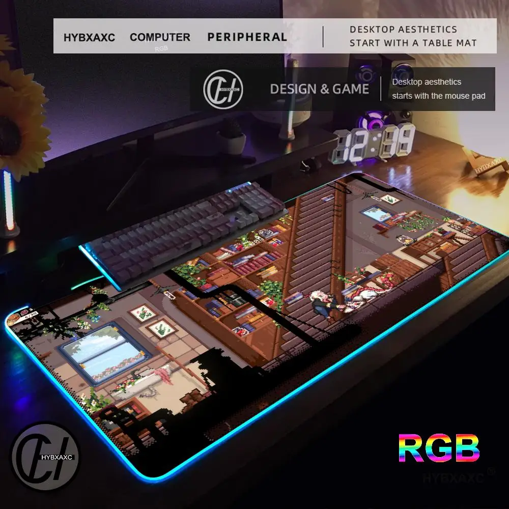 HYBXAXC Wizard's Bookshelf Desk Mat Vintage Fantasy Bookcase Mouse Pad RGB Gaming Mouse Pad Desk Mat