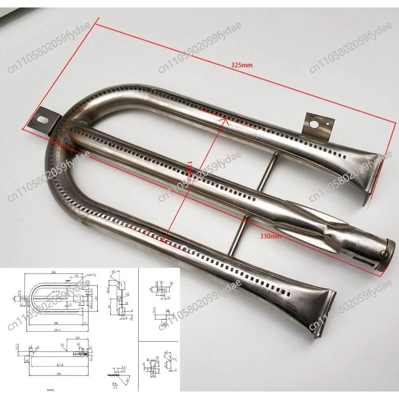 Universal BBQ Grill Pipes Stainless Steel Barbecue Gas Tube Burners 30000BTU Outdoor BBQ Tube Parts Replace Easy To Install