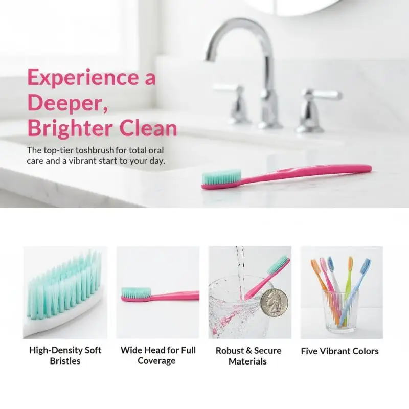 Adult Toothbrush Heads 5 Pack Extended Widened Soft Bristle Individually Wrapped for Home Travel Oral Hygiene Use