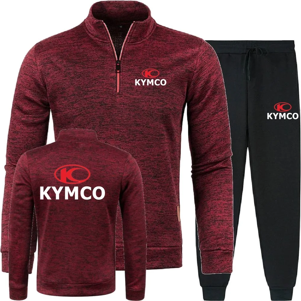 Picture 7: Mens Pullover Men 2Pcs Sets Hoodies Pants Sportswear Sweatshirts Half Zipper Soft Fleece Turtleneck Sweater KYMCO Jacket Coats