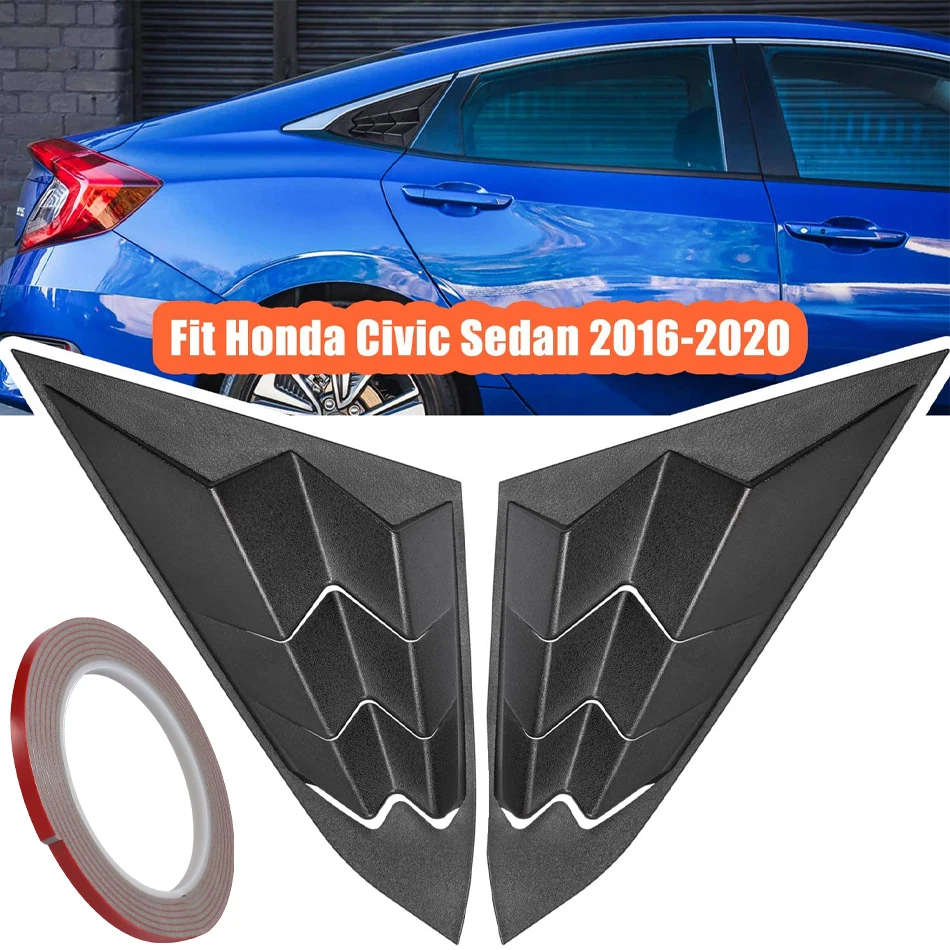 

TML Rear Side Window Louvers Air Vent Scoop Shades Cover Blinds for Honda Civic Sedan 2020 2019 2018 2017 2016