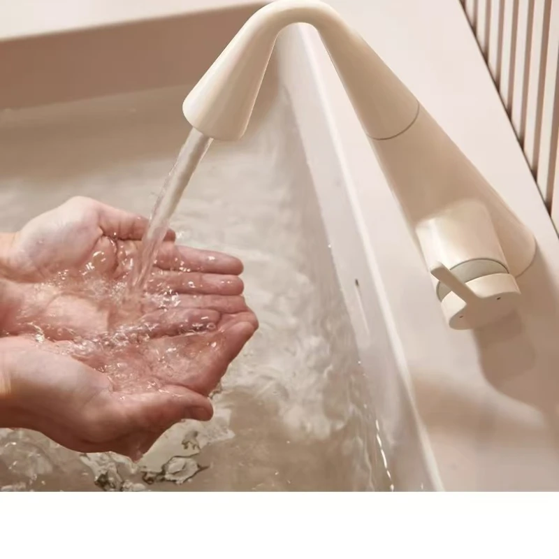 

All-copper cream white bathroom cabinet, washbasin, basin, faucet, splash-proof, household gun gray faucet