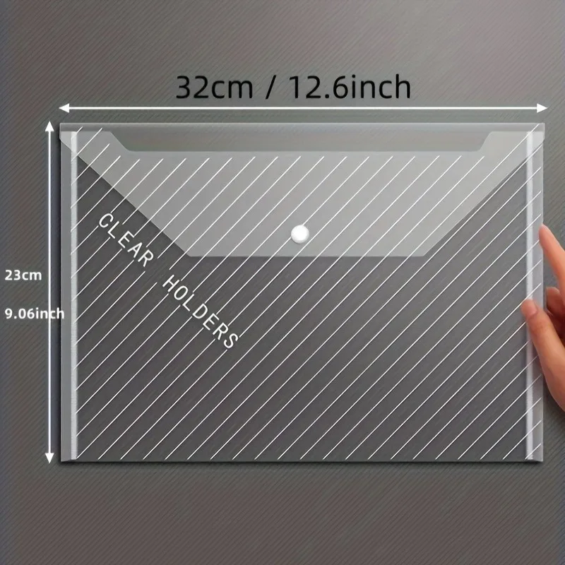 12 randomly colored transparent folders with 