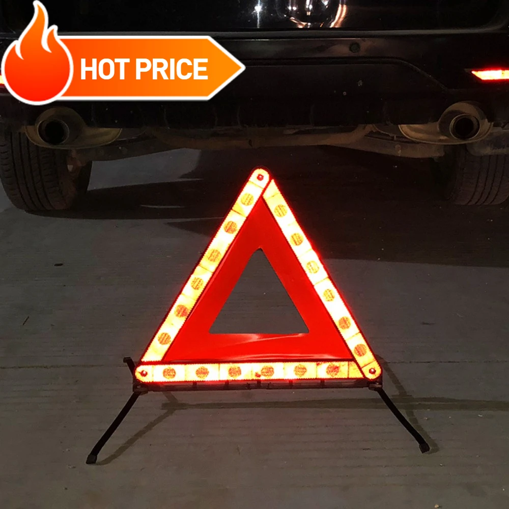 Vehicle Warning Triangle Emergency Stop Box-Packed Stored Multi-Function Strong Reflection Distance Daytime Accident Tire Burst