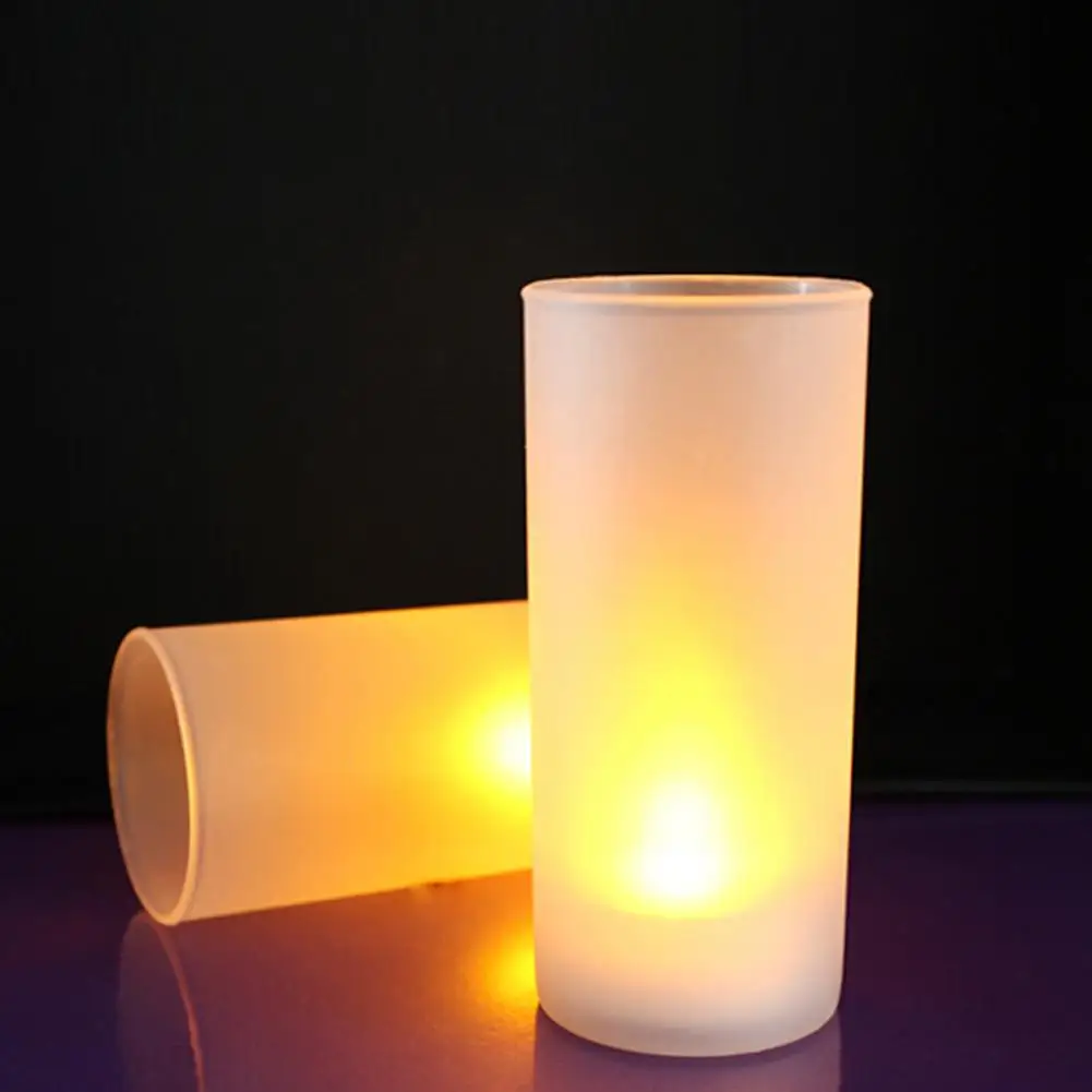 LED Rechargeable Flameless Electronic Candle Lights With Plastic Cup For Valentine Day Weddings Decorative Candles Home Decor