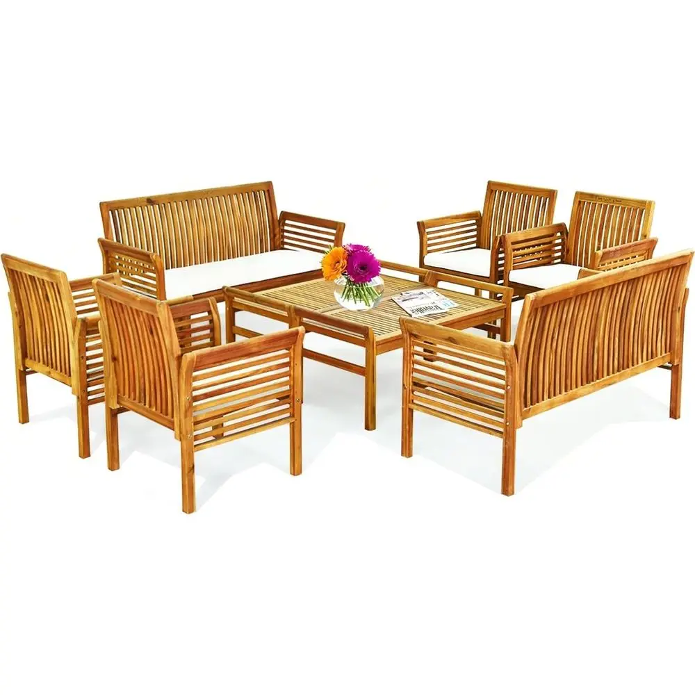 

Комплект садовой мебели из акации с подушками, съемными и моющимися, подходит для террасы, веранды, газона и зоны у бассейна