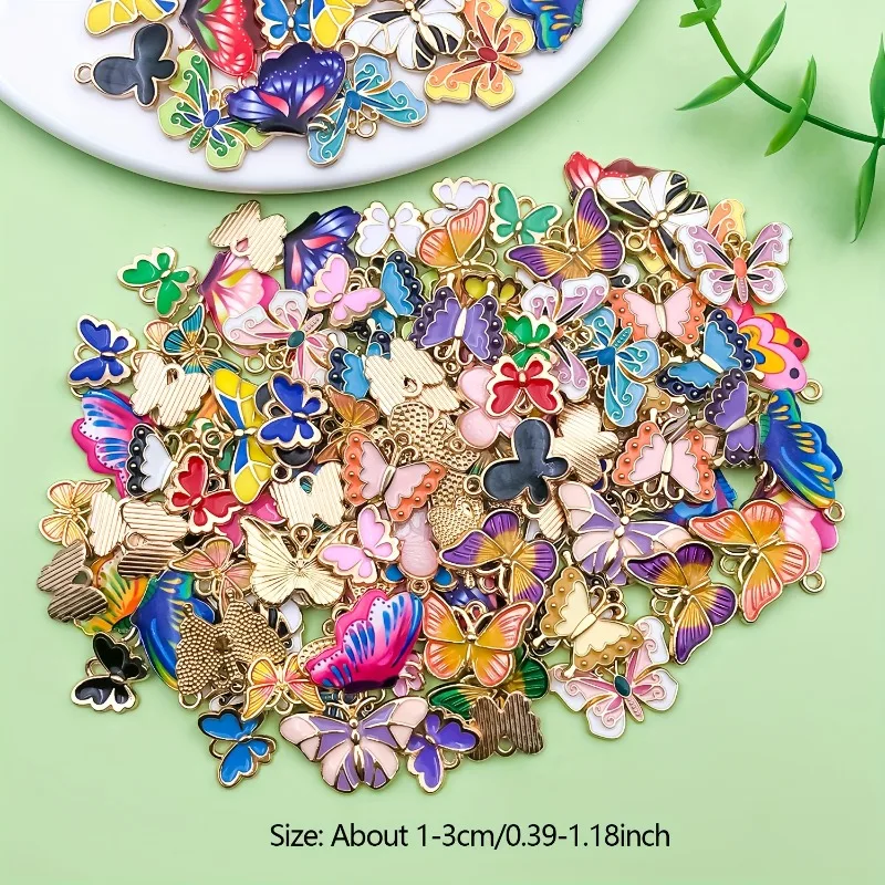 200 Pack Assorted Enamel Butterfly Charms Metal Pendants for DIY Jewelry Making Earrings Necklaces Bracelets Keychains & Crafts