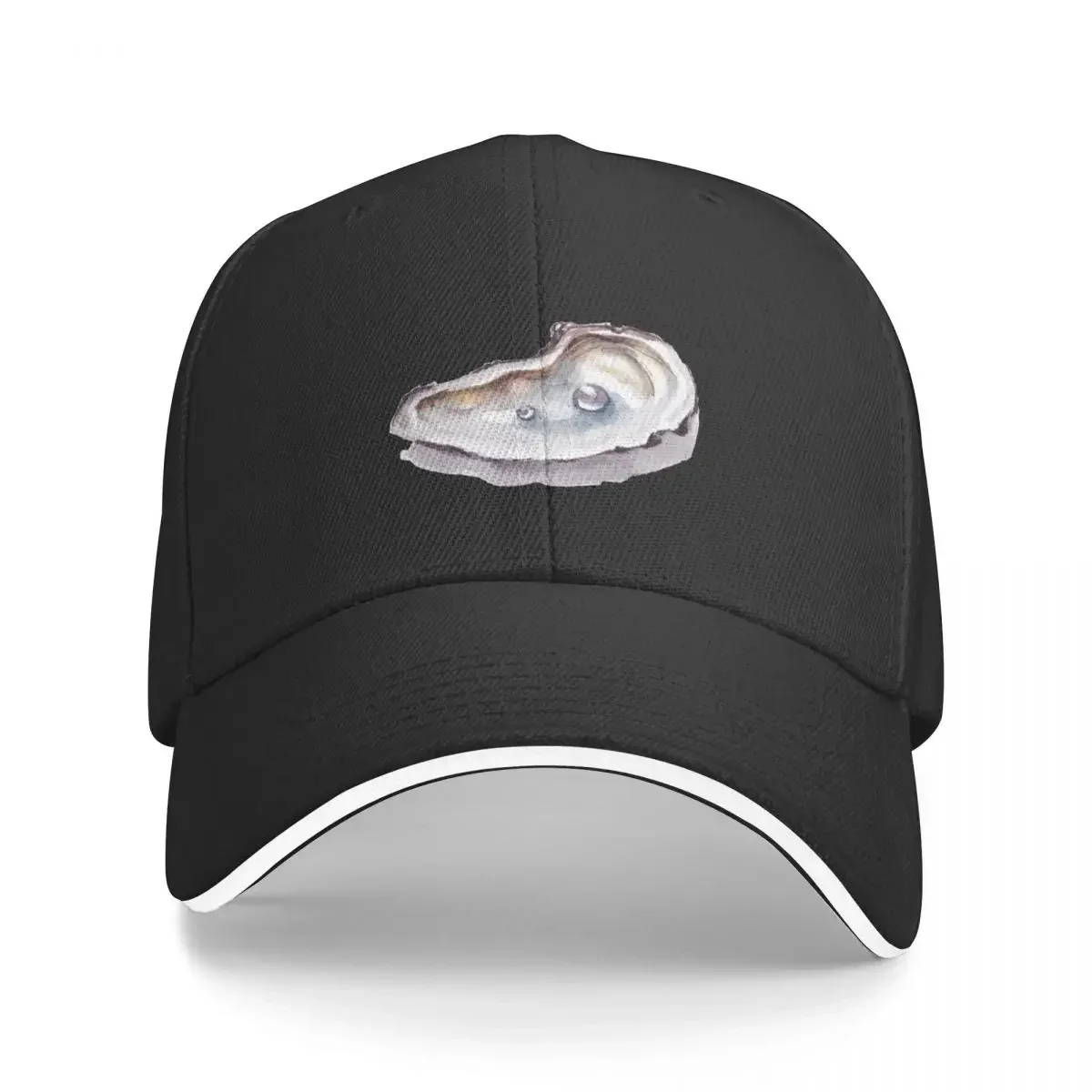 Watercolour painting of an oyster shell with shiny pearls Baseball Cap Anime New In Hat Men's Women's