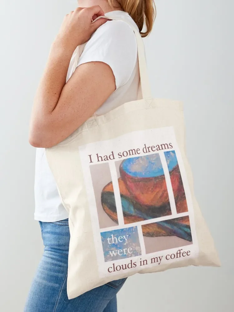 

CLOUDS IN MY COFFEE print (You're So Vain by Carly Simon) Tote Bag university shopper bag female bag ecological bags great