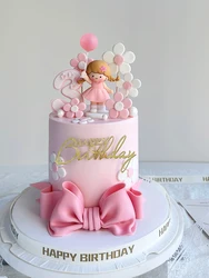 New Princess Happy Birthday Cake Decoration Party Girl Beauty Flower Cake Toppers for One Year Old Baby Shower Party Decor