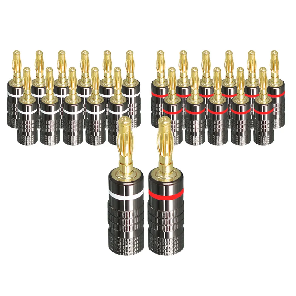 Musical Sound 4mm Banana Plug 24K Gold Plated Pure Copper Speaker Adapter Screw Plugs Audio Banana Terminals Connectors