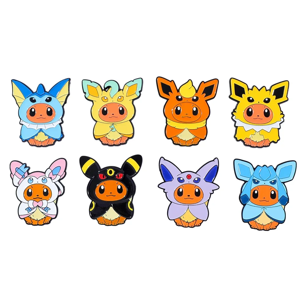 8 Pcs Creative Pokémon Brooch Cute Eevee Enamel Pin Backpack Clothing Jewelry Metal Badge Accessories Decoration Gift