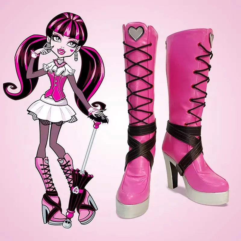 Botas de Cosplay de Anime Monster High Draculaura, zapatos de tacón alto, Halloween, Carnaval, Aksesori, Dibuat, Sesuai, Pesanan