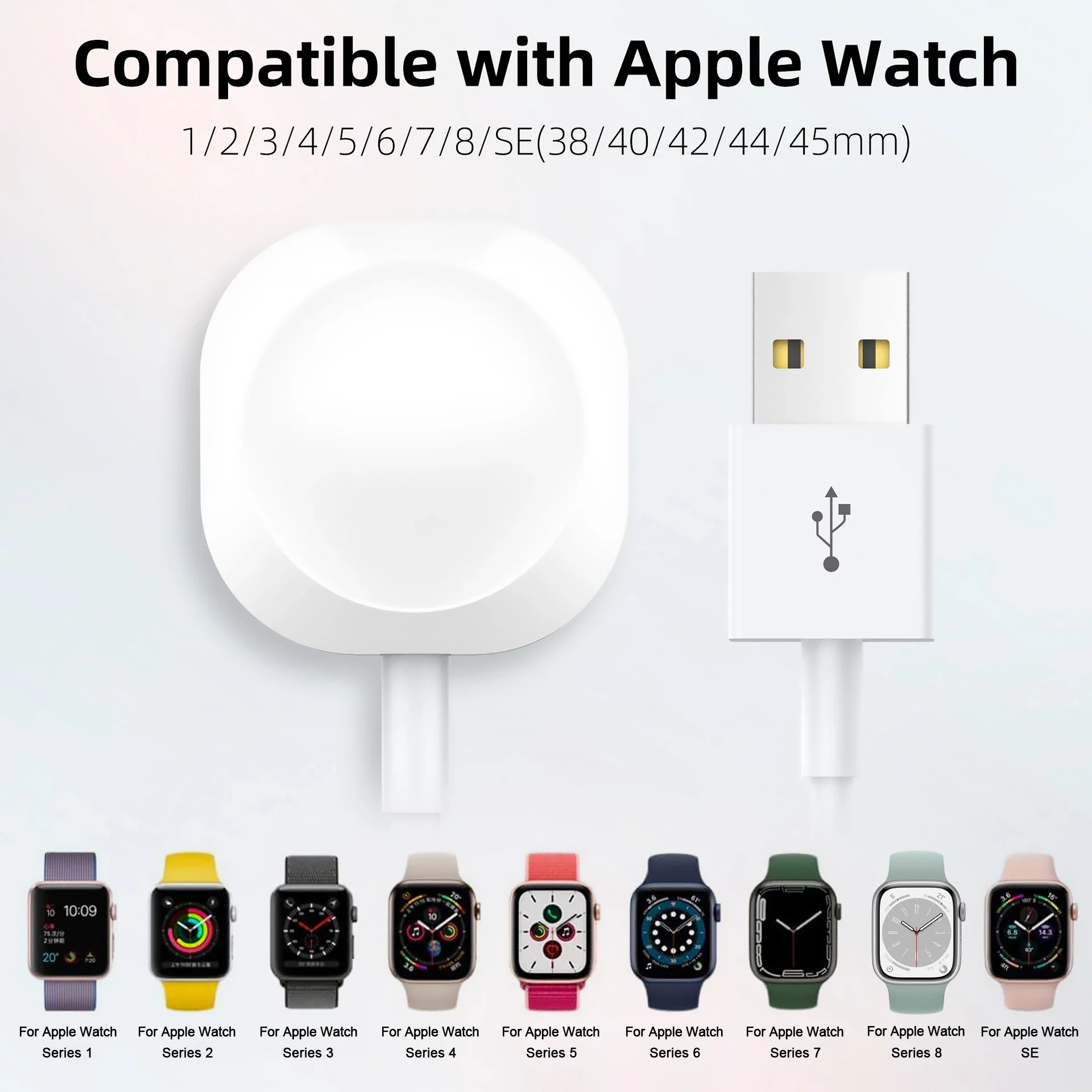 Cabo carregador magnético portátil para Apple Watch, carregamento rápido, SE, S8, S7, S6, S5, S4, S3, S2, S1, 8, 7, 6, 5