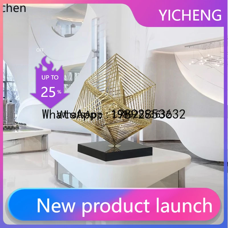 X4  floor-to-ceiling sculpture office building metal decoration creative stainless steel ornament