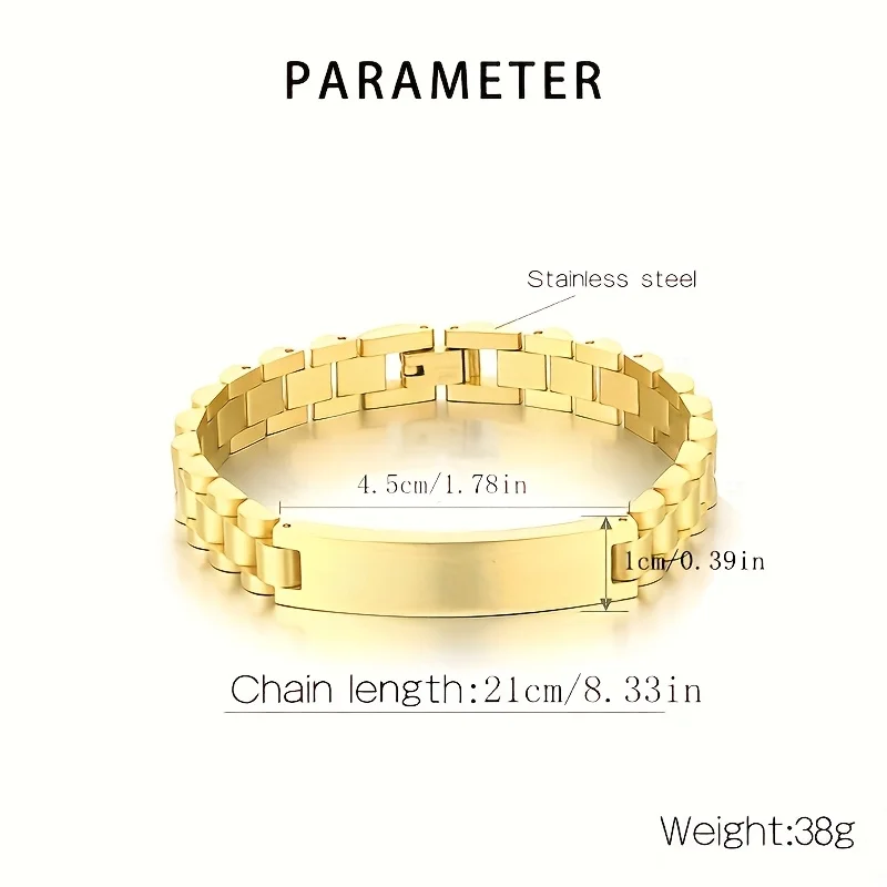 Personalized Engraved Name Men's Bracelet, Fashion 304L Stainless Steel Custom Text Bracelet, Prefect Gifts for Dad & Boyfriend - view 5