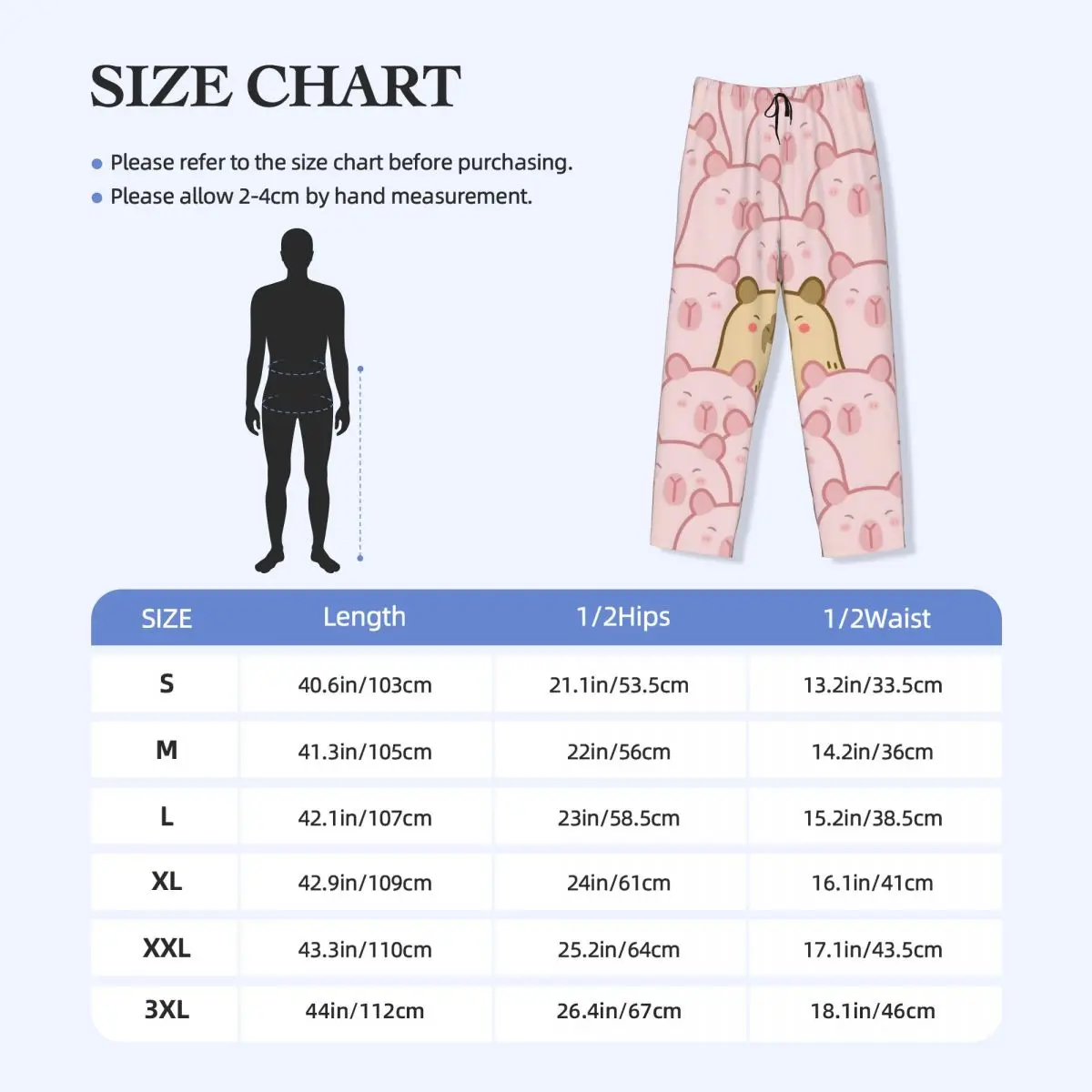 Calça de pijama capivara personalizada masculina fofa anime lounge sleep stretch pijamas com bolsos