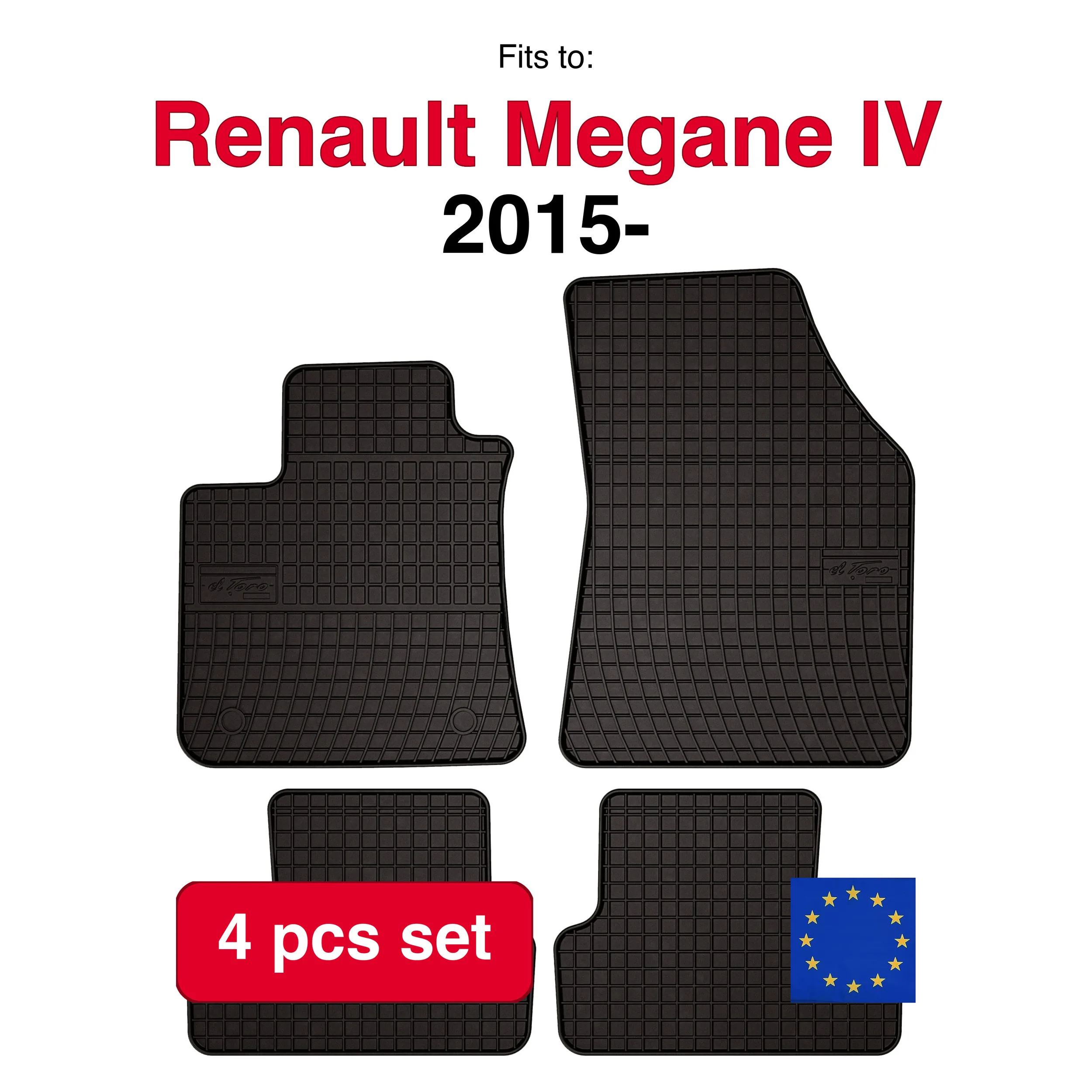 Rubberen automatten voor Renault Megane IV liftback, stationwagen, grandtour, GT (2015-) -Zwarte pasvorm (4 stuks)